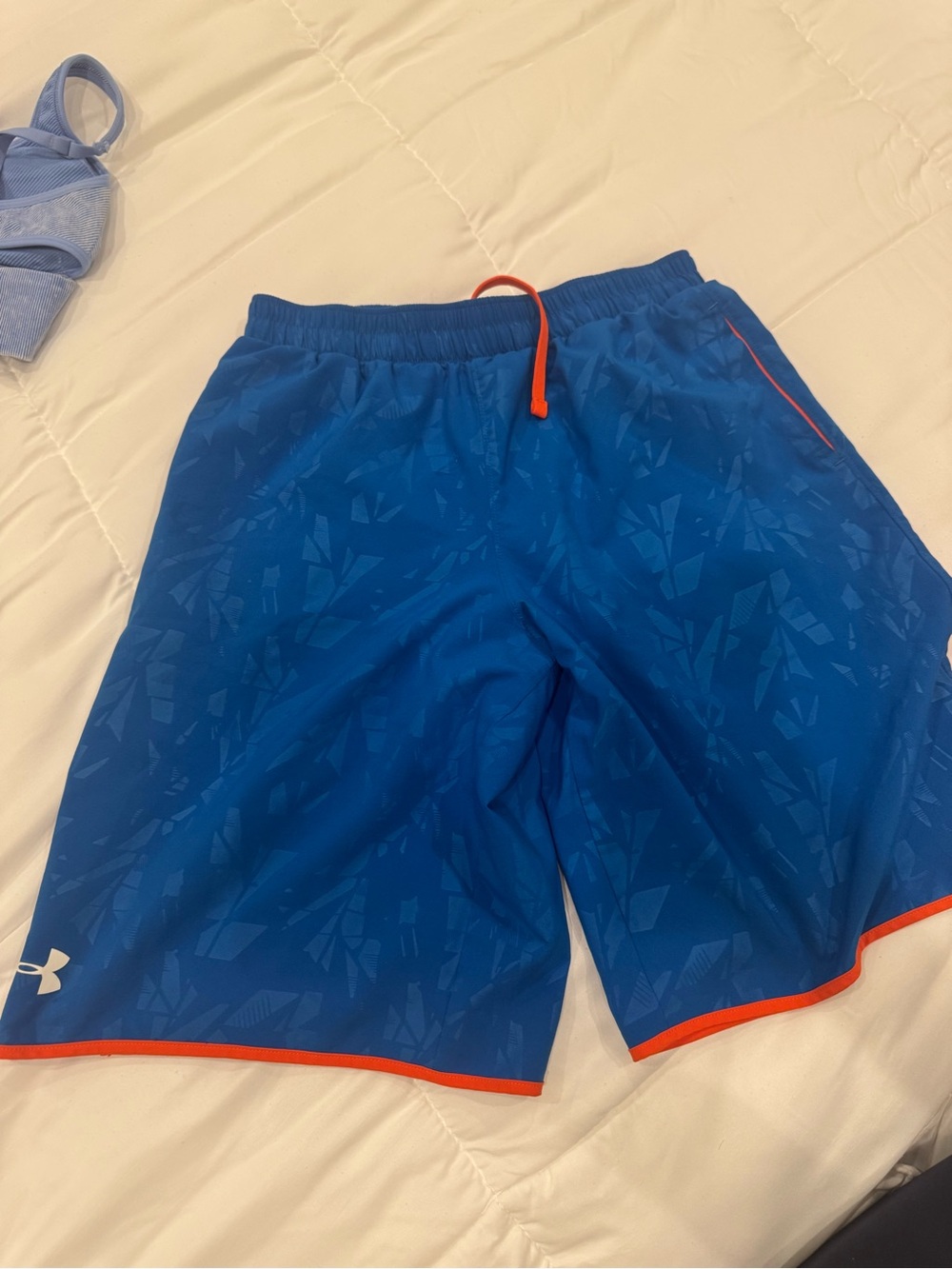 Under Armour Royal Blue Athletic Shorts with Orange Accents